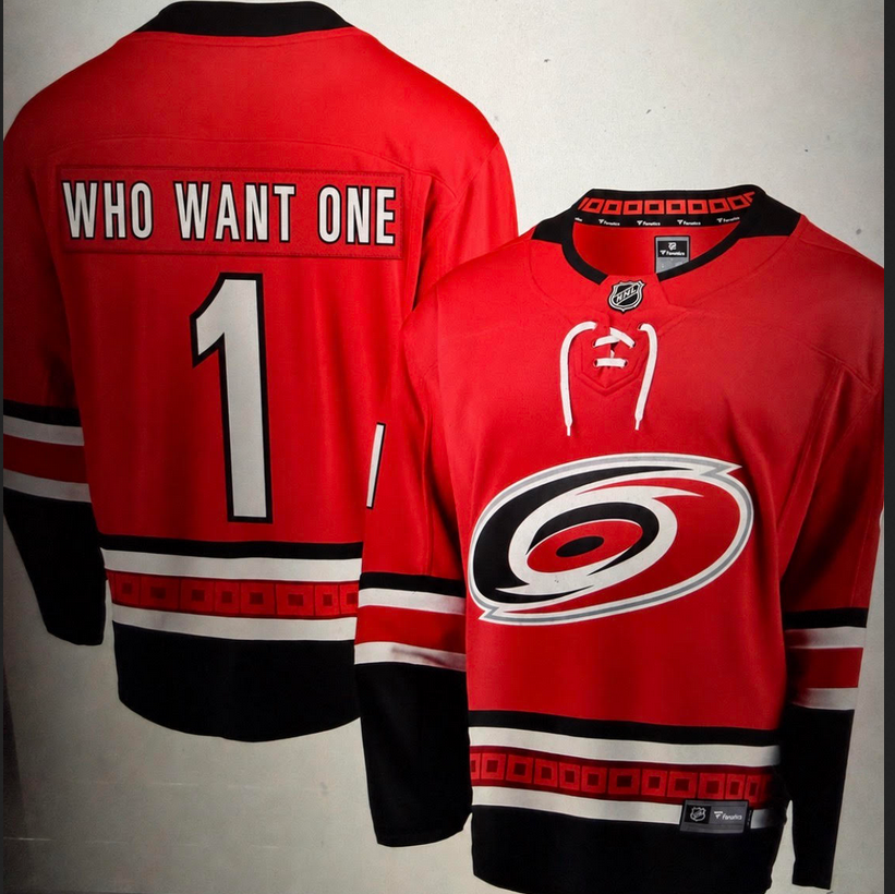 Men Carolina Hurricanes #1 WHO WANT ONE red 2026 NHL jersey 2026001